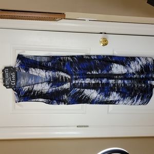 Simply Emma Dress 1X Sleeveless White Black Blue Gray